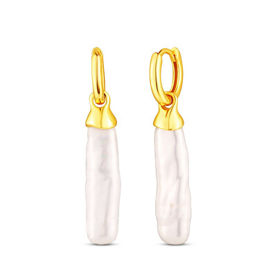JwL Luxury Pearls - Visací zlacené náušnice se sladkovodní perlou 2v1 JL0855