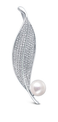JwL Luxury Pearls - Zářivá perlová brož Lísteček JL0701