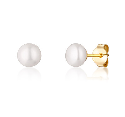 JwL Luxury Pearls - Žlutě zlacené náušnice s pravými říčními perlami JL0767