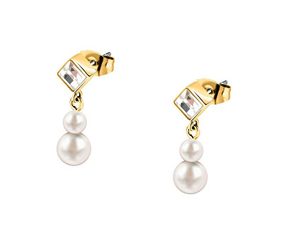 Karl Lagerfeld - Pozlacené visací náušnice s krystalem Pearl KLAYR22
