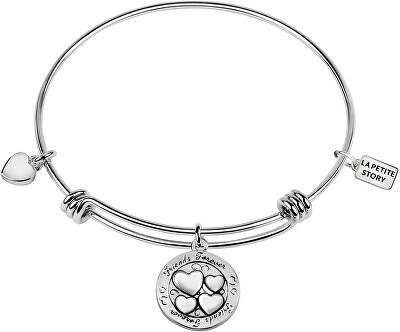 La Petite Story - Ocelový pevný náramek s přívěsky LPS05APZ05