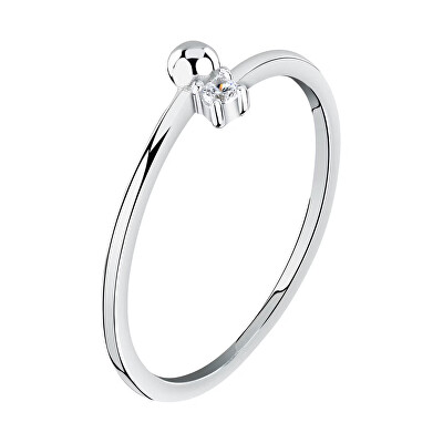 La Petite Story - 2. JAKOST -  Minimalistický stříbrný prsten se zirkonem Silver LPS03AWV070