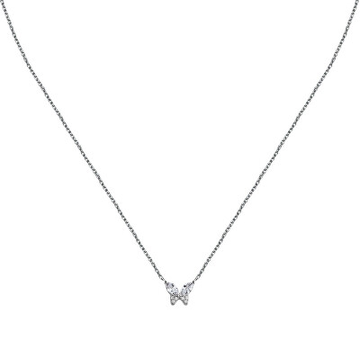 La Petite Story - Slušivý stříbrný náhrdelník Motýlek se zirkony Silver LPS10AWV96
