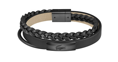 Lacoste - Černý kožený náramek Fusion 2040318