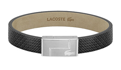 Lacoste - Čierny kožený náramok Monogram Leather 2040185