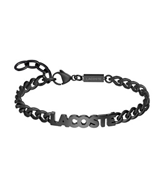 Lacoste - Černý pánský náramek z oceli Script 2040478