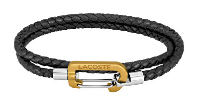 Lacoste - Černý pletený náramek z kůže Matt 2040316