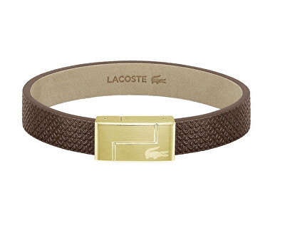 Lacoste - Barna bőr karkötő Monogram Leather 2040187