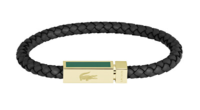 Lacoste - Černý kožený náramek pro muže Rockel 2040451