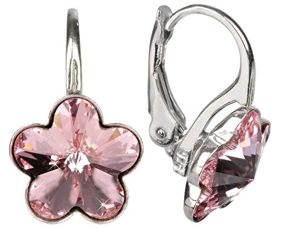 Levien - Dívčí stříbrné náušnice Flower Crystal Light Rose