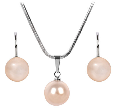 Levien - Pôvabná sada náhrdelníka a náušníc Pearl Peach