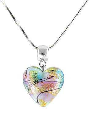 Lampglas - Duhový náhrdelník Rainbow Fairy s 24karátovým zlatem v perle Lampglas NLH28