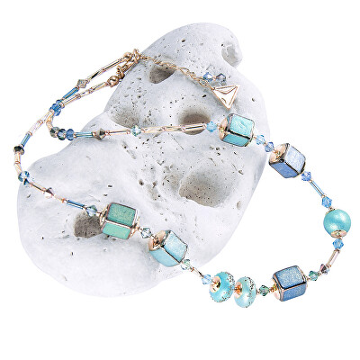 Lampglas - Elegantní náhrdelník Turquoise Beauty z perel Lampglas NCU51