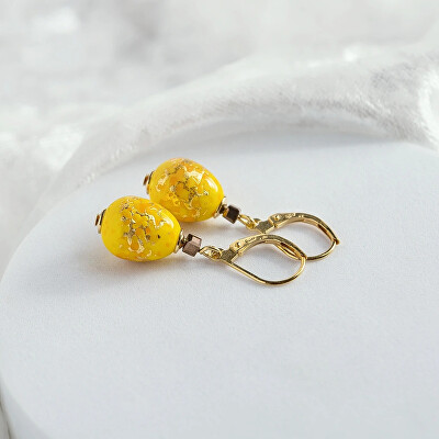 Lampglas - Exkluzivní náušnice Sunlit Nude s 24karátovým zlatem v perle Lampglas ENM1/AG/POZ