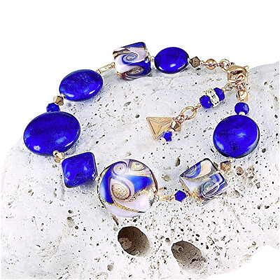 Lampglas - Fascinující náramek Gold Blue s 24karátovým zlatem a ryzím stříbrem v perlách Lampglas BRO5