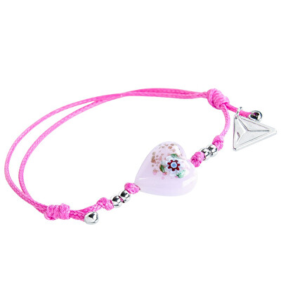 Lampglas - Hravý náramek Pink Flower s unikátní kresbou v perle Lampglas BLH11