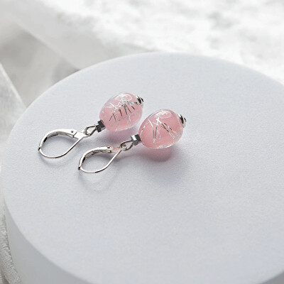 Lampglas - Něžné náušnice Soft Pink Nude s ryzím stříbrem v perlách ENM5/AG/RHO