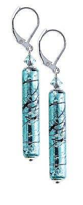 Lampglas - Krásné náušnice Turquoise Love s ryzím stříbrem v perlách Lampglas EPR10