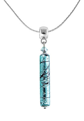 Lampglas - Krásný náhrdelník Turquoise Love s ryzím stříbrem v perle Lampglas NPR10