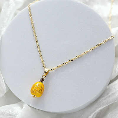 Lampglas - Výrazný náhrdelník Sunlit Nude s 24karátovým zlatem v perle Lampglas NNM1/AG/POZ