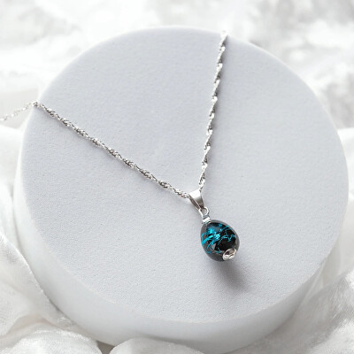 Lampglas - Módní náhrdelník Cobalt Nude s ryzím stříbrem v perle Lampglas NNM3/AG/RHO