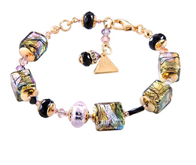 Lampglas - Mysteriózní náramek Gold Cubes s 24karátovým zlatem a ryzím stříbrem v perlách Lampglas BCU17