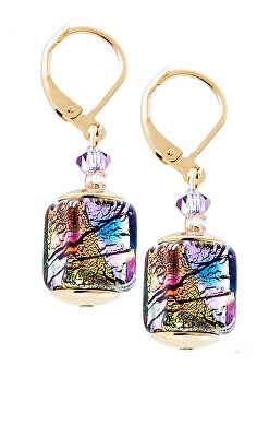 Lampglas - Mysteriózní náušnice Gold Cubes s 24karátovým zlatem a ryzím stříbrem v perlách Lampglas ECU17