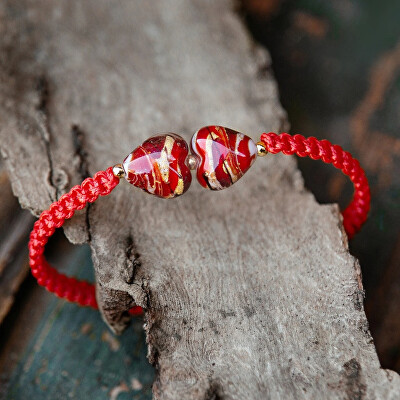 Lampglas - Náramek Double Cherry Heart-Red s 24karátovým zlatem v perlách Lampglas BLH-D-52/RED/POZ