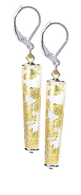 Lampglas - Něžné náušnice Golden Swan s 24karátovým zlatem v perlách Lampglas EKR10
