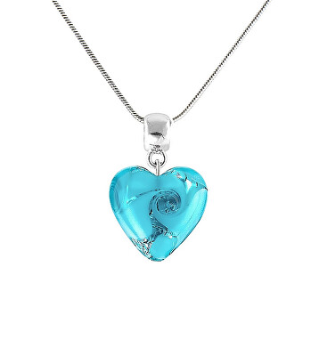 Lampglas - Něžný náhrdelník Forest Heart s ryzím stříbrem v perle Lampglas NLH10