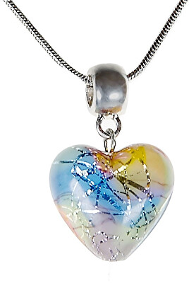 Lampglas - Něžný náhrdelník Romantic Heart s perlou Lampglas s ryzím stříbrem NLH6