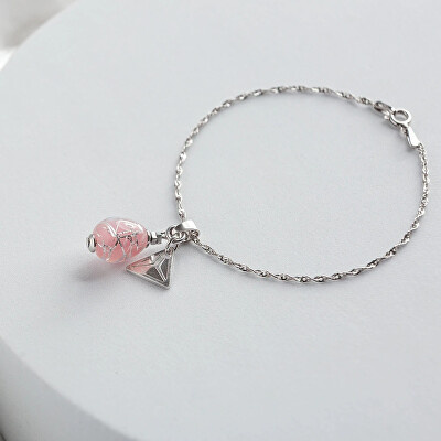 Lampglas - Něžný náramek Soft Pink Nude s ryzím stříbrem v perle Lampglas BNM5/AG/RHO