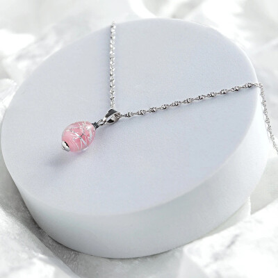 Lampglas - Okouzlující náhrdelník Soft Pink Nude s ryzím stříbrem v perle NNM5/AG/RHO