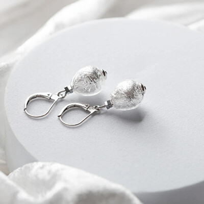 Lampglas - Oslnivé náušnice Moon Nude s ryzím stříbrem v perlách ENM4/AG/RHO