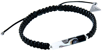 Lampglas - Partnerský náramek Shamballa Black & White s unikátní perlou Lampglas BSHX11