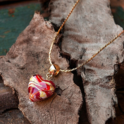 Lampglas - Pozlacený náhrdelník Cherry Heart s 24karátovým zlatem v perle Lampglas NLH52/POZ