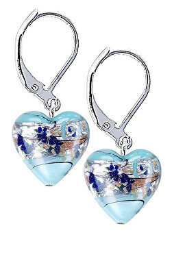 Lampglas - Půvabné náušnice Ice Heart s ryzím stříbrem v perlách Lampglas ELH29