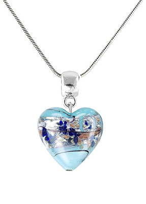 Lampglas - Půvabný náhrdelník Ice Heart s ryzím stříbrem v perle Lampglas NLH29