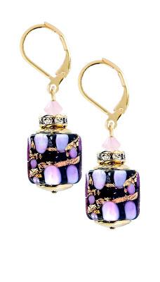 Lampglas - Romantické náušnice Sakura Cubes s 24karátovým zlatem v perlách Lampglas ECU46