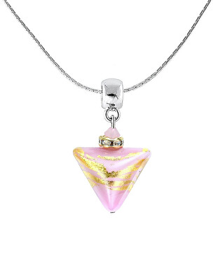 Lampglas - Romantický náhrdelník Sweet Rose Triangle s 24karátovým zlatem v perle Lampglas NTA9
