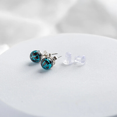 Lampglas - Stylové peckové náušnice Cobalt Nude s ryzím stříbrem v perlách ENM3/AG/RHO-PU