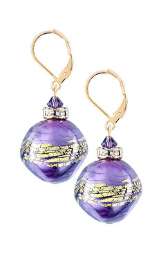 Lampglas - Unikátní náušnice Violet Shine s 24karátovým zlatem v perlách Lampglas ERO11