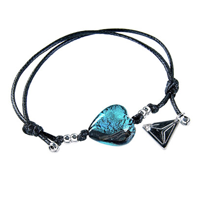 Lampglas - Výjimečný náramek Turquoise Heart s ryzím stříbrem v perle Lampglas BLH5