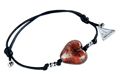 Lampglas - Výrazný náramek Fire Heart s 24karátovým zlatem v perle Lampglas BLH23