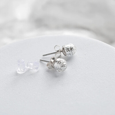 Lampglas - Zářivé peckové náušnice Moon Nude s ryzím stříbrem v perlách Lampglas ENM4/AG/RHO-PU