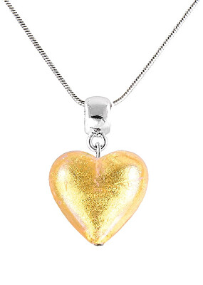 Lampglas - Zářivý náhrdelník Golden Heart s 24karátovým zlatem v perle Lampglas NLH24