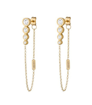 Liu Jo - Okouzlující pozlacené náušnice s visacími řetízky LJ2995