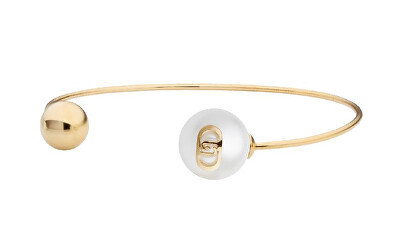 Liu Jo - Otevřený pevný náramek z pozlacené oceli s perlou LJ3016