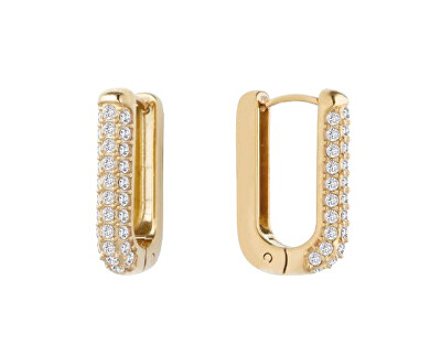 Liu Jo - Stylové pozlacené oválné náušnice s krystaly LJ3005