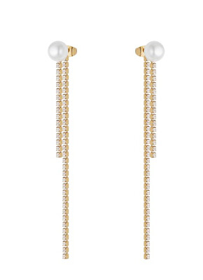 Liu Jo - Třpytivé pozlacené visací náušnice s perličkami LJ3023